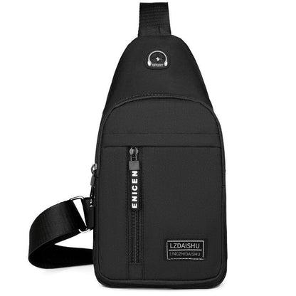 Outdoor Casual Men's Chest Bag, Canvas Small Satchel, Fashionable Solid Color Handbag, Zipper Messenger Bag