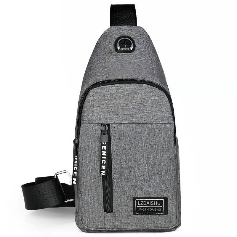 Outdoor Casual Men's Chest Bag, Canvas Small Satchel, Fashionable Solid Color Handbag, Zipper Messenger Bag