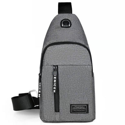 Outdoor Casual Men's Chest Bag, Canvas Small Satchel, Fashionable Solid Color Handbag, Zipper Messenger Bag