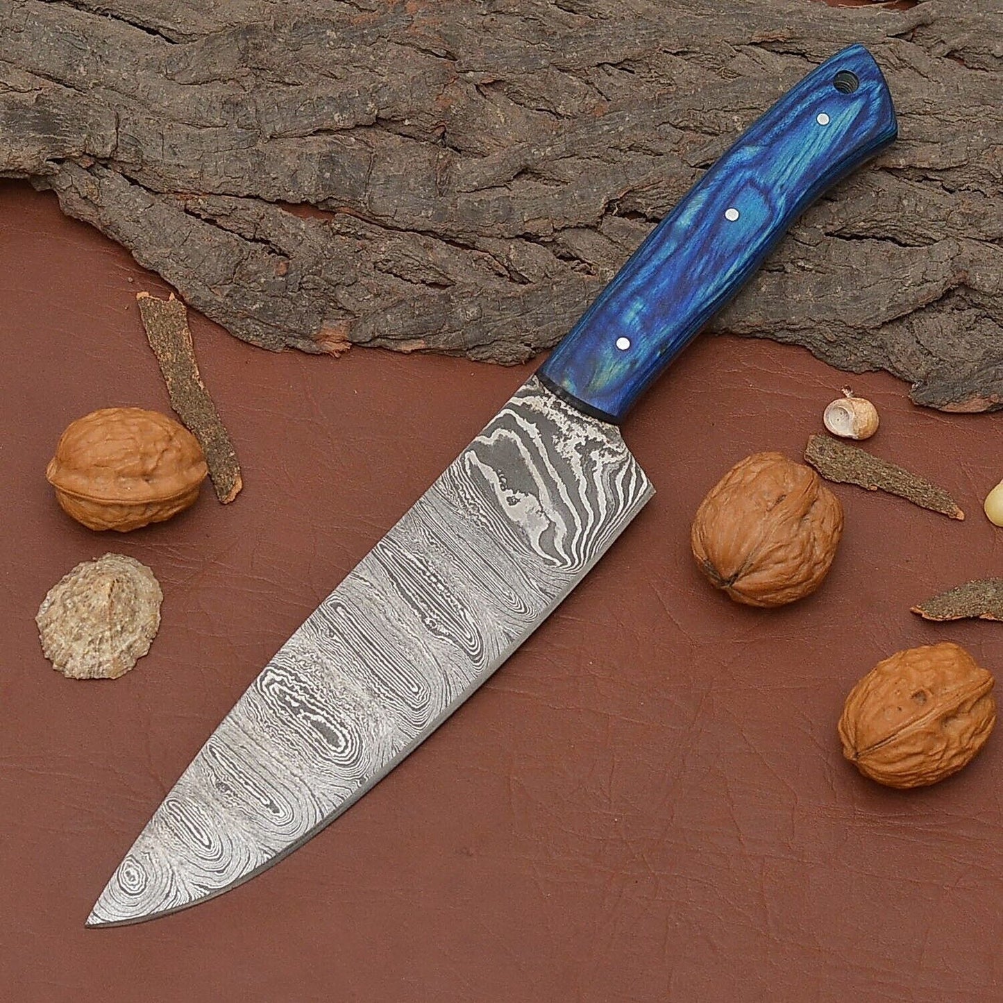 Custom Forged Damascus Steel Chef Knife  12 Fillet Knife With Wooden Handle 3