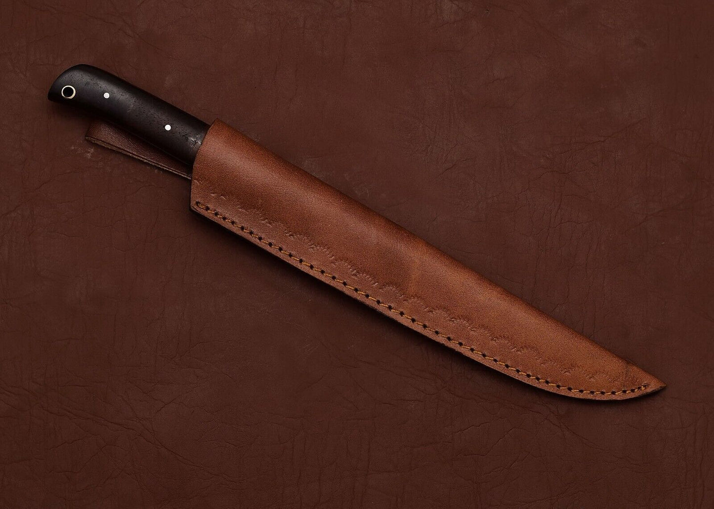 Custom Handmade Damascus Kitchen Knife  7 Inch Fillet Blade With Leather Sheath 3