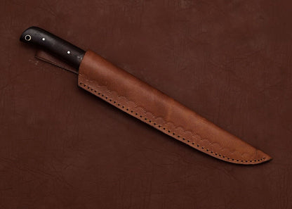 Custom Handmade Damascus Kitchen Knife  7 Inch Fillet Blade With Leather Sheath 3