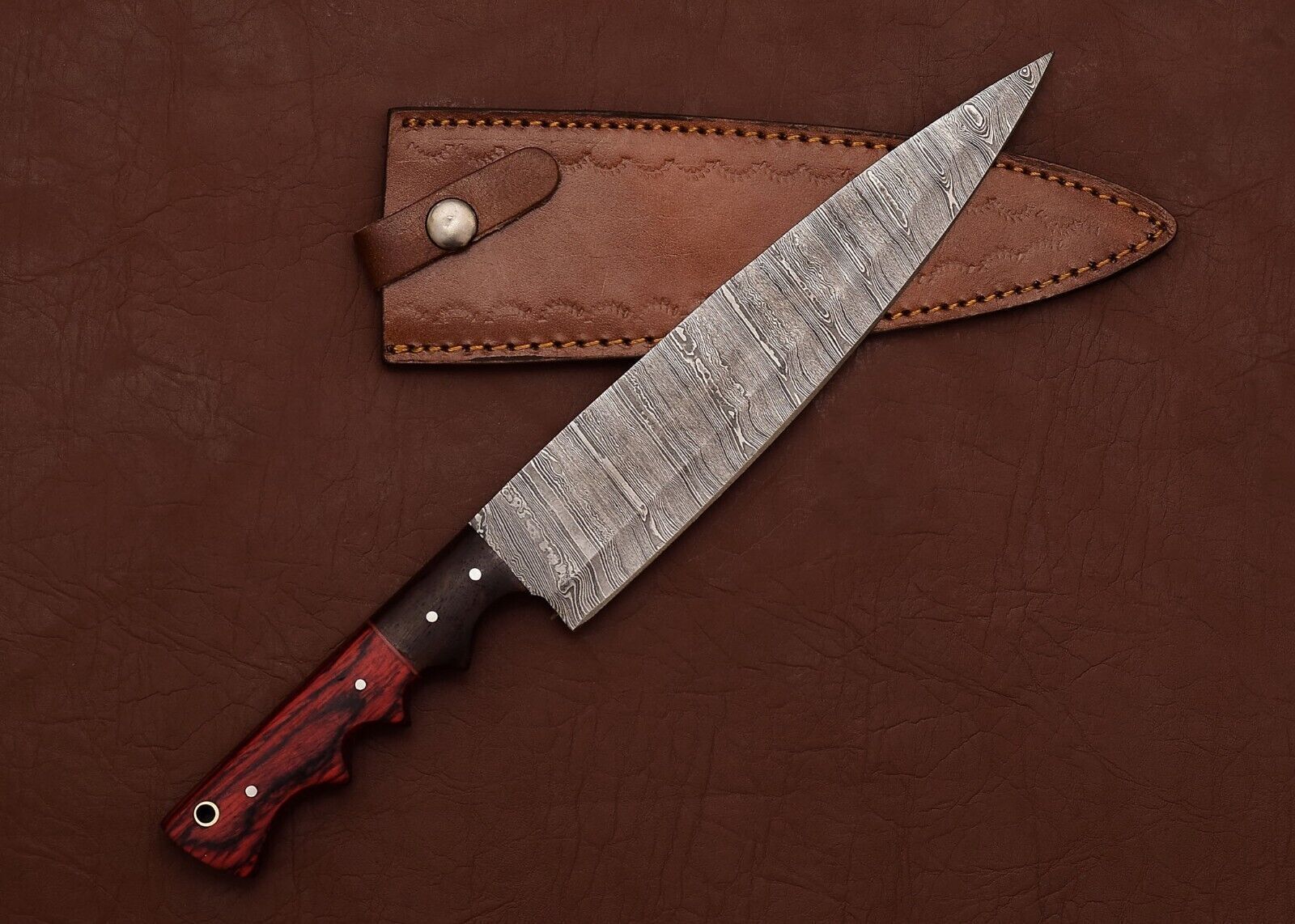 HandForged Damascus Steel Fillet Knife  Razor Sharp Kitchen  Hunting Knife 1