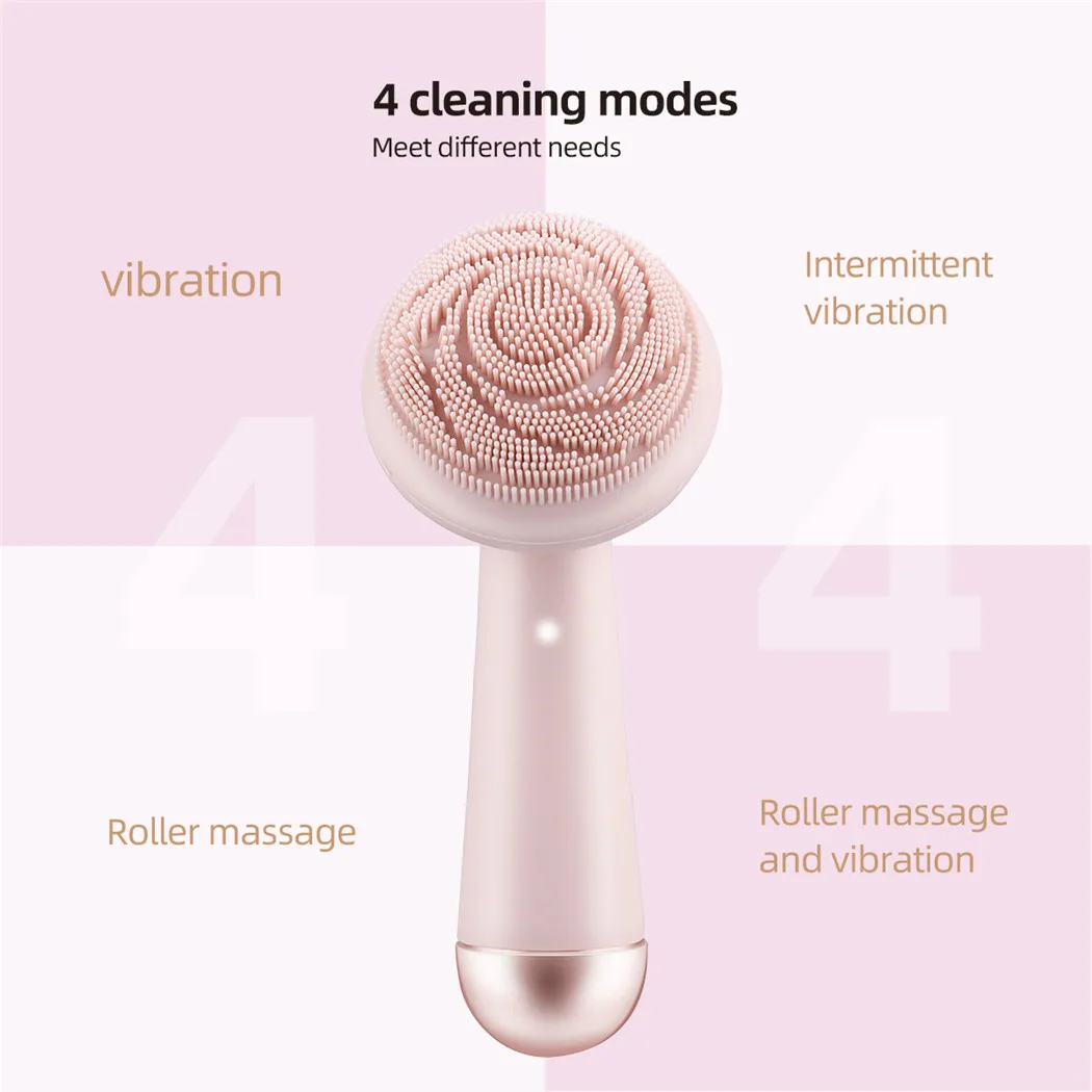Vibration Massage Brush Cleaner, Electric Facial Cleaner Silicone Waterproof Skin Care Machine, Rechargeable Beauty Tool