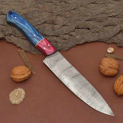 Artisan Damascus Steel Chef Knife  Handmade Fillet Knife With Wooden Grip 2