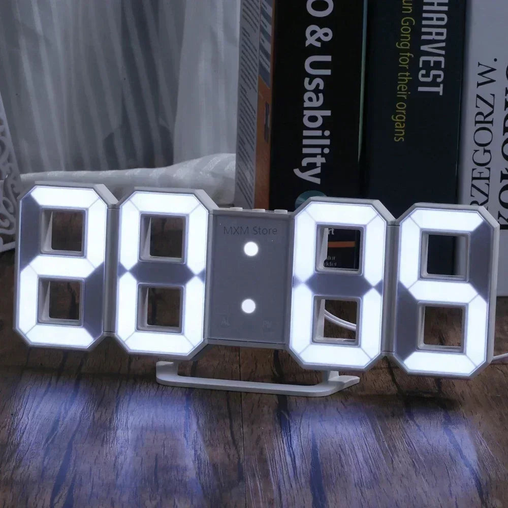 Modern 3D LED Digital Clock, Adjustable Glow Night Mode, Aesthetic Wall Decoration for Bedroom, Living Room Decor
