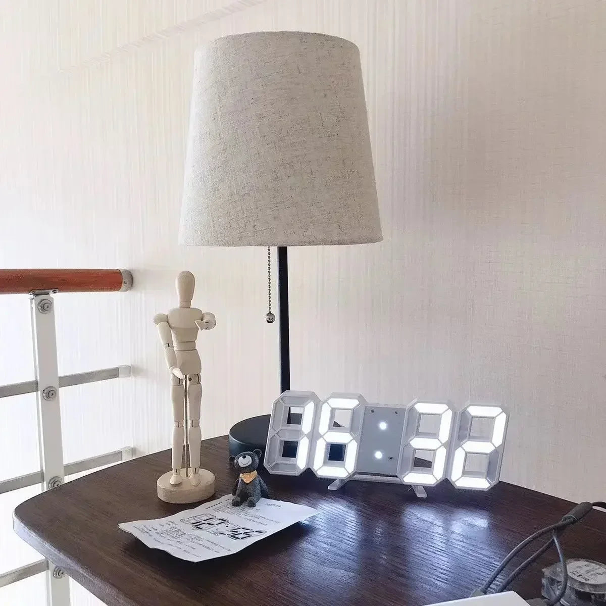 Modern 3D LED Digital Clock, Adjustable Glow Night Mode, Aesthetic Wall Decoration for Bedroom, Living Room Decor