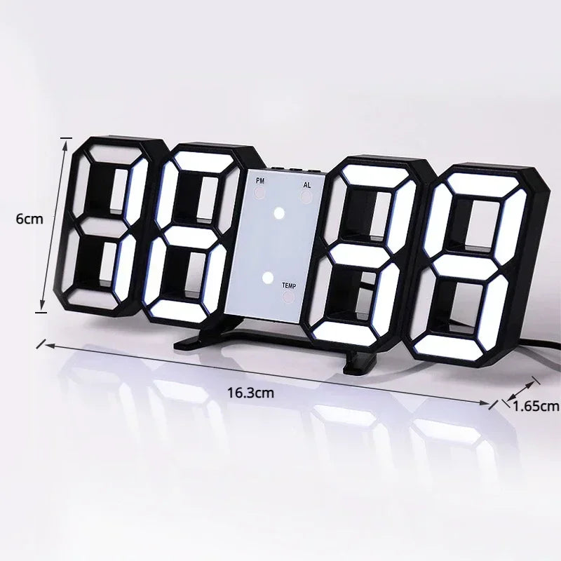Modern 3D LED Digital Clock, Adjustable Glow Night Mode, Aesthetic Wall Decoration for Bedroom, Living Room Decor