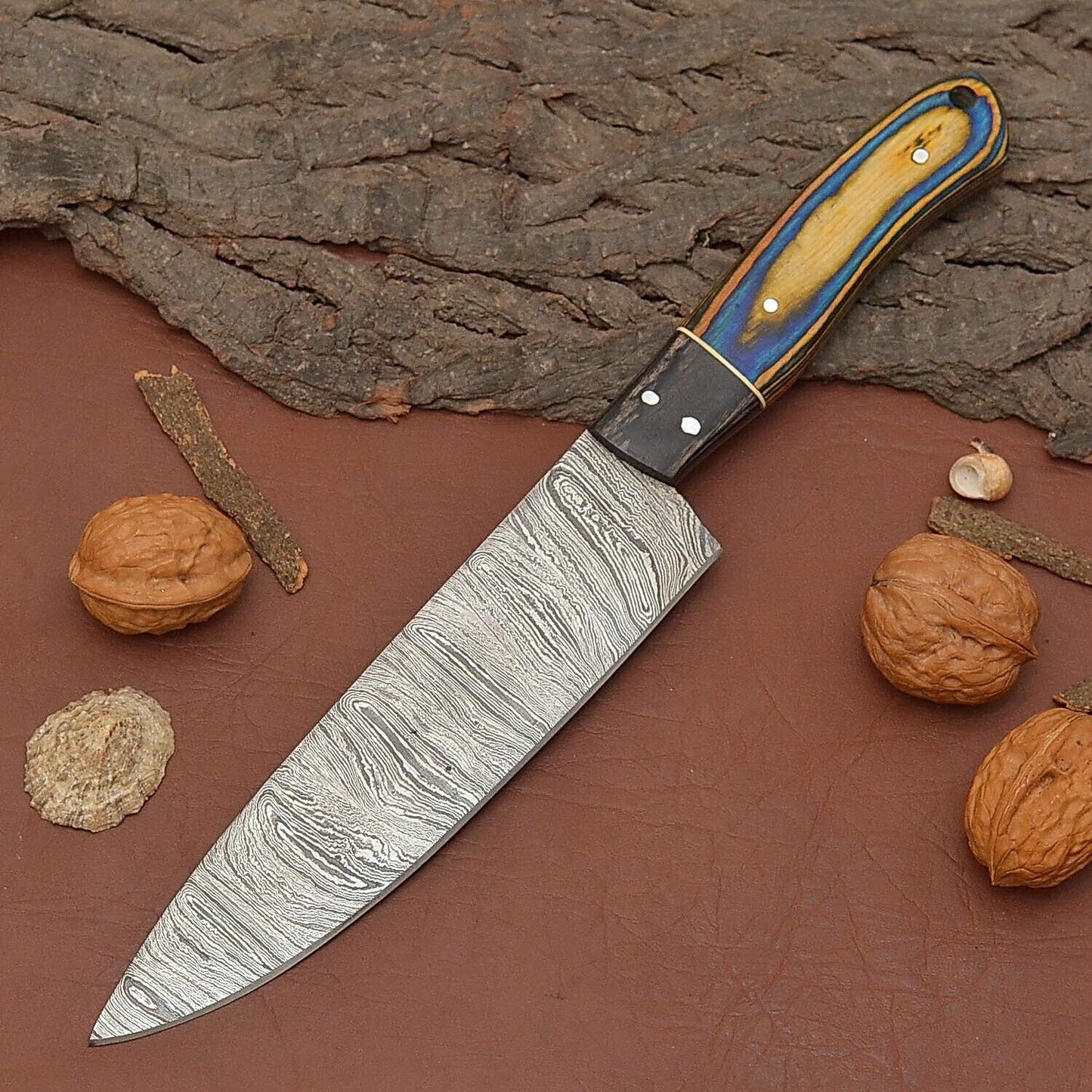 Damascus Steel Chef Fillet Knife – Custom Made Kitchen & Fishing Knife