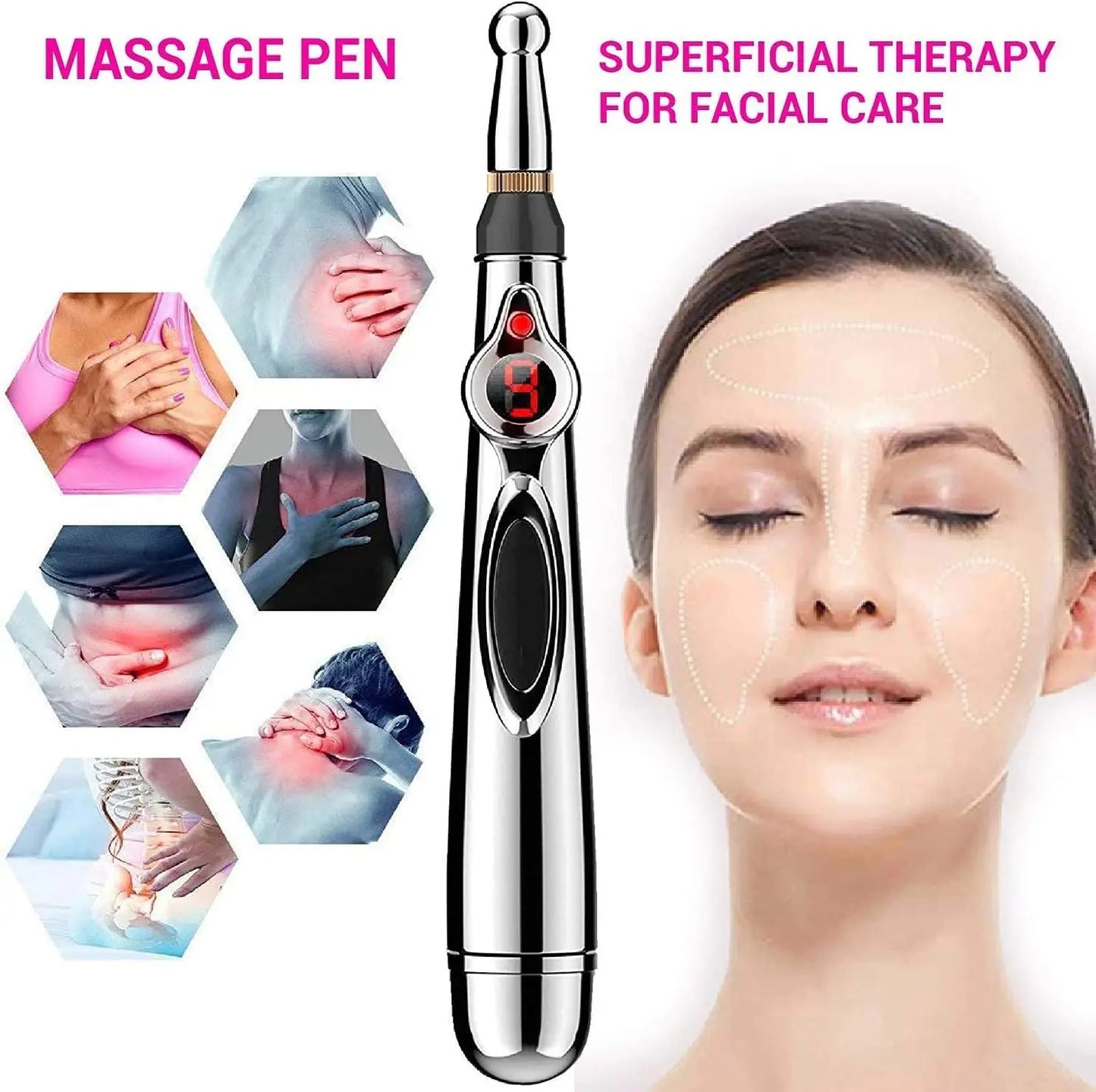 Pain Relief Therapy Power Pen, Electronic Acupuncture Meridian Press Pen, Multi Function Energy Massage Tool