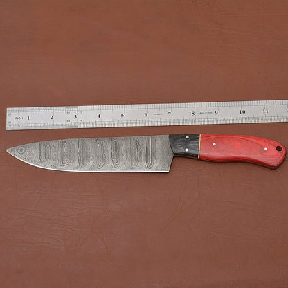 Razor Sharp Handmade Damascus Steel Fillet Knife  Wooden Handle  Leather Sheath 1
