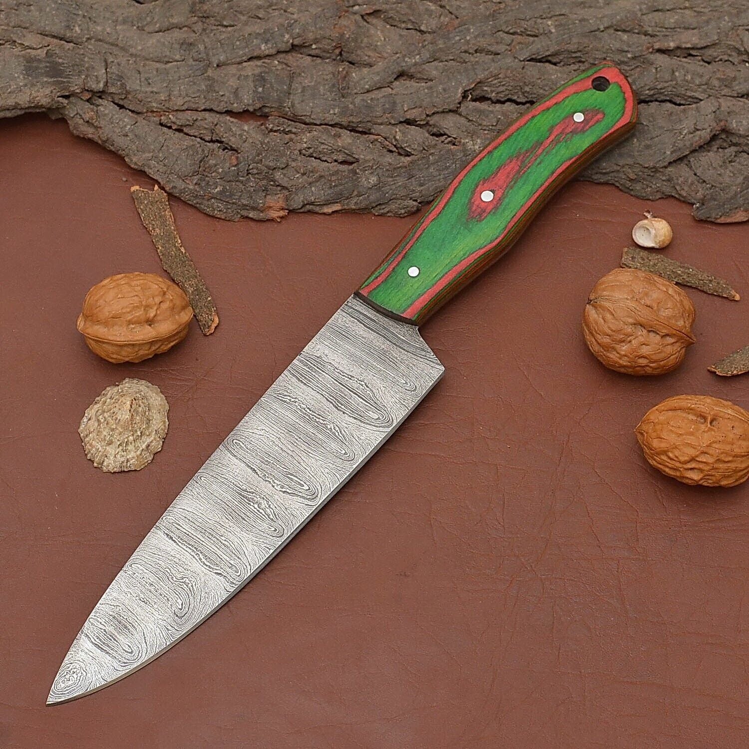 Authentic Damascus Steel Fillet Knife – 7 Inch Handmade Chef Knife for Outdoor Use