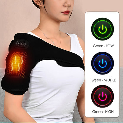 Shoulder Brace Heated USB Electric, Knee Massager Vibration Massage, Adjustable Support Strap with Three Heating Levels