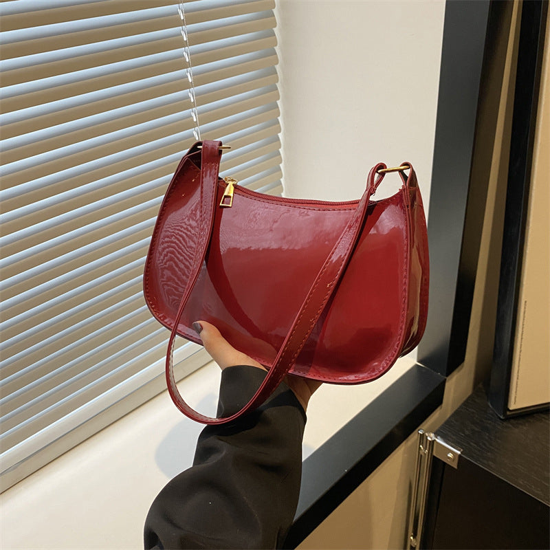 Women's Retro Solid Color Handbag, Leather Shoulder Underarm Bag, Casual Hobos Purses and Fashion Ladies Hand Bags