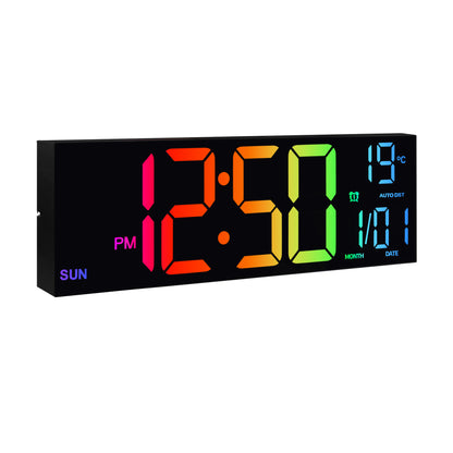 Digital Wall Clock with Big LED Display, Remote Control, Alarm, Temperature, and DST for Kitchen, Living Room