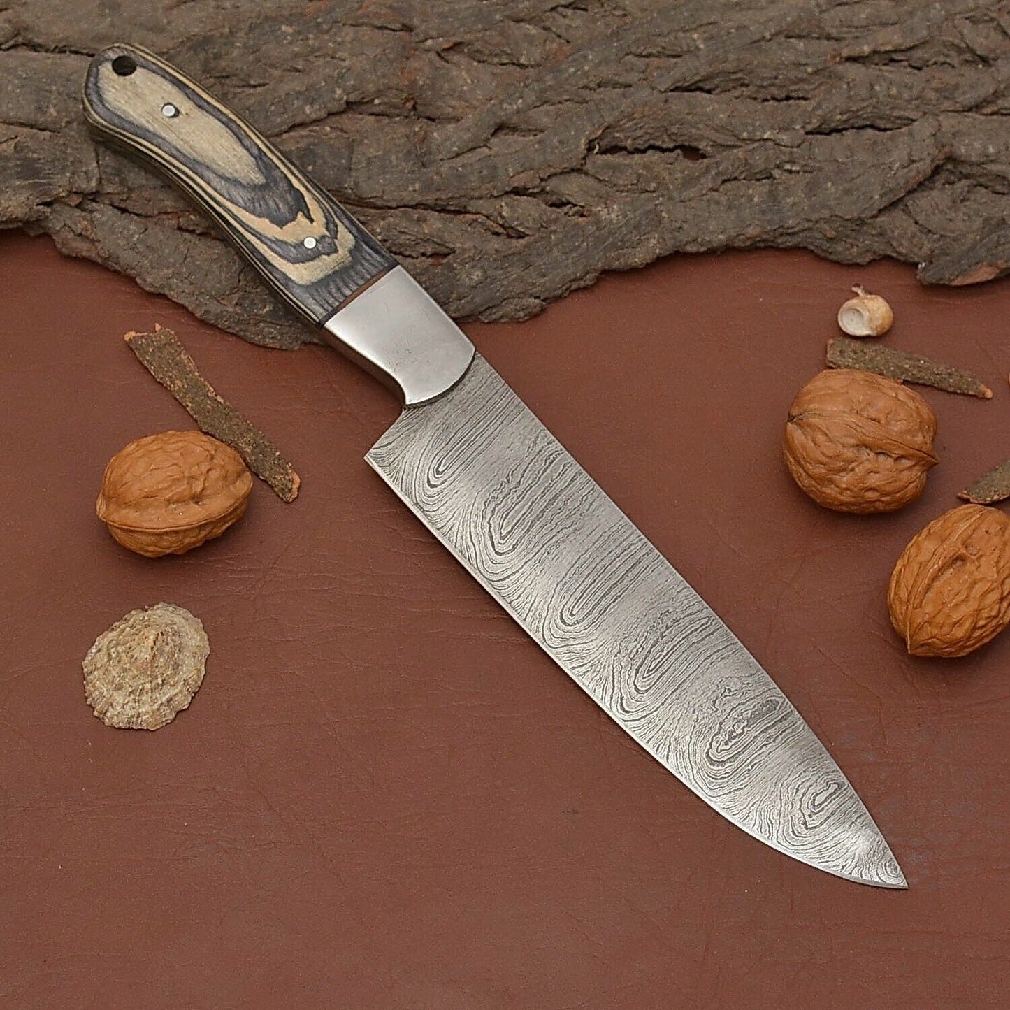 Handmade Damascus Steel Chef Fillet Knife  7 Kitchen Knife With Pakka Wood Handle 2
