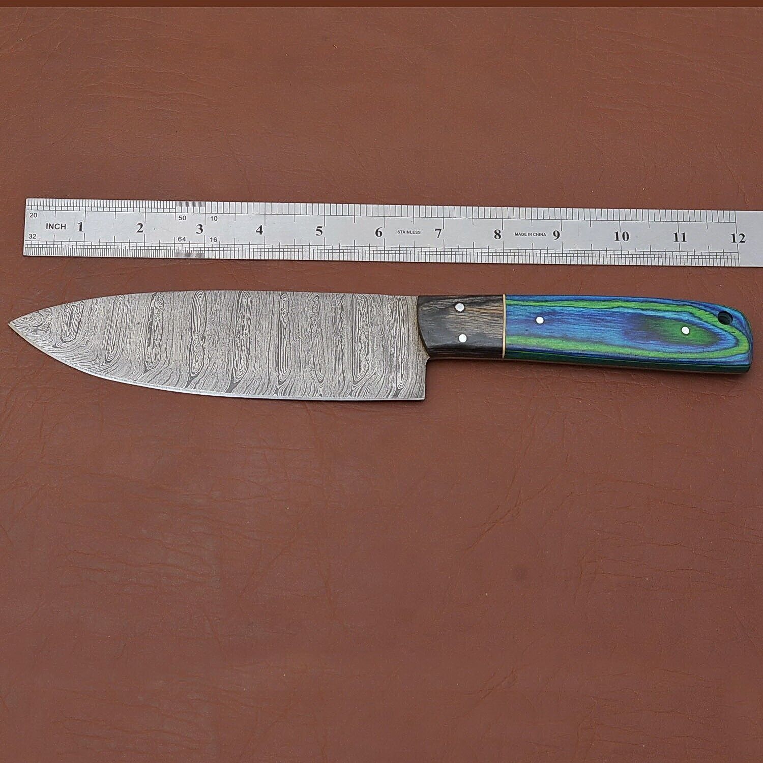 Premium Handmade Damascus Steel Kitchen Knife  12 Chef Fillet Knife With Wooden Handle 1