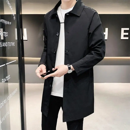 Mens Casual Trench Coat Jacket Trendy Medium Length Overcoat Thin Regular Fit For Spring And Autumn 4