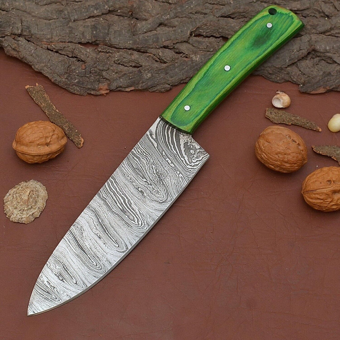 Razor Sharp Handmade Damascus Chef Fillet Knife – Wood Handle Knife with Sheath