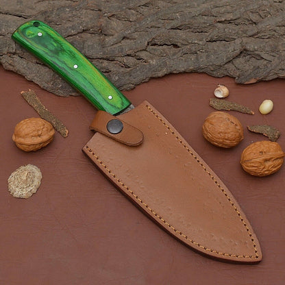 Razor Sharp Handmade Damascus Chef Fillet Knife  Wood Handle Knife With Sheath 3