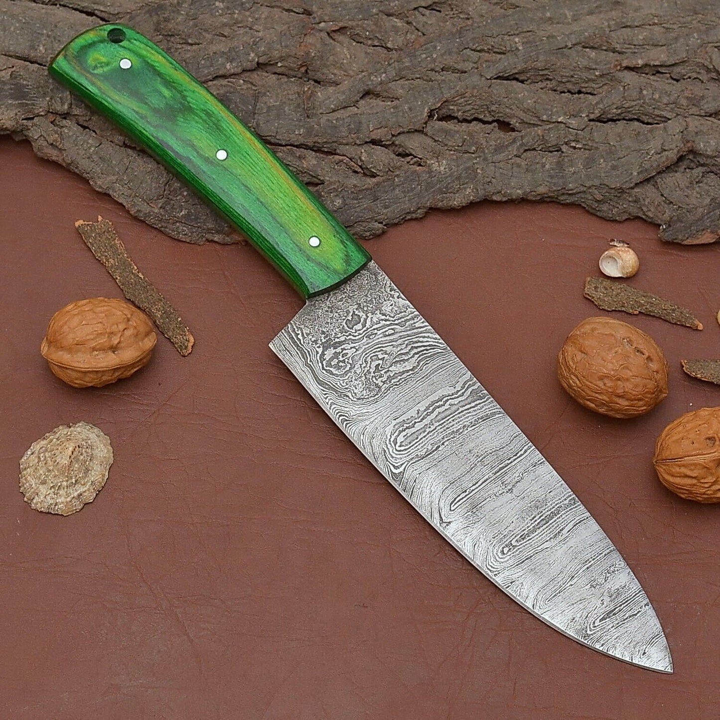 Razor Sharp Handmade Damascus Chef Fillet Knife  Wood Handle Knife With Sheath 1
