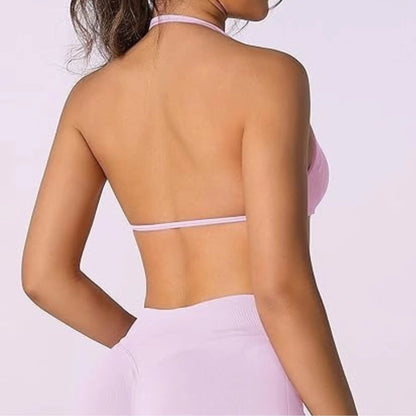 FlexEase Strappy Sports Bra  Seamless HighSupport Yoga Top With Thin Halter Straps For Women 2