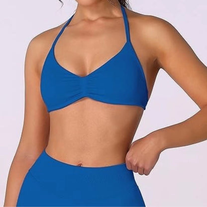 FlexEase Strappy Sports Bra  Seamless HighSupport Yoga Top With Thin Halter Straps For Women 9