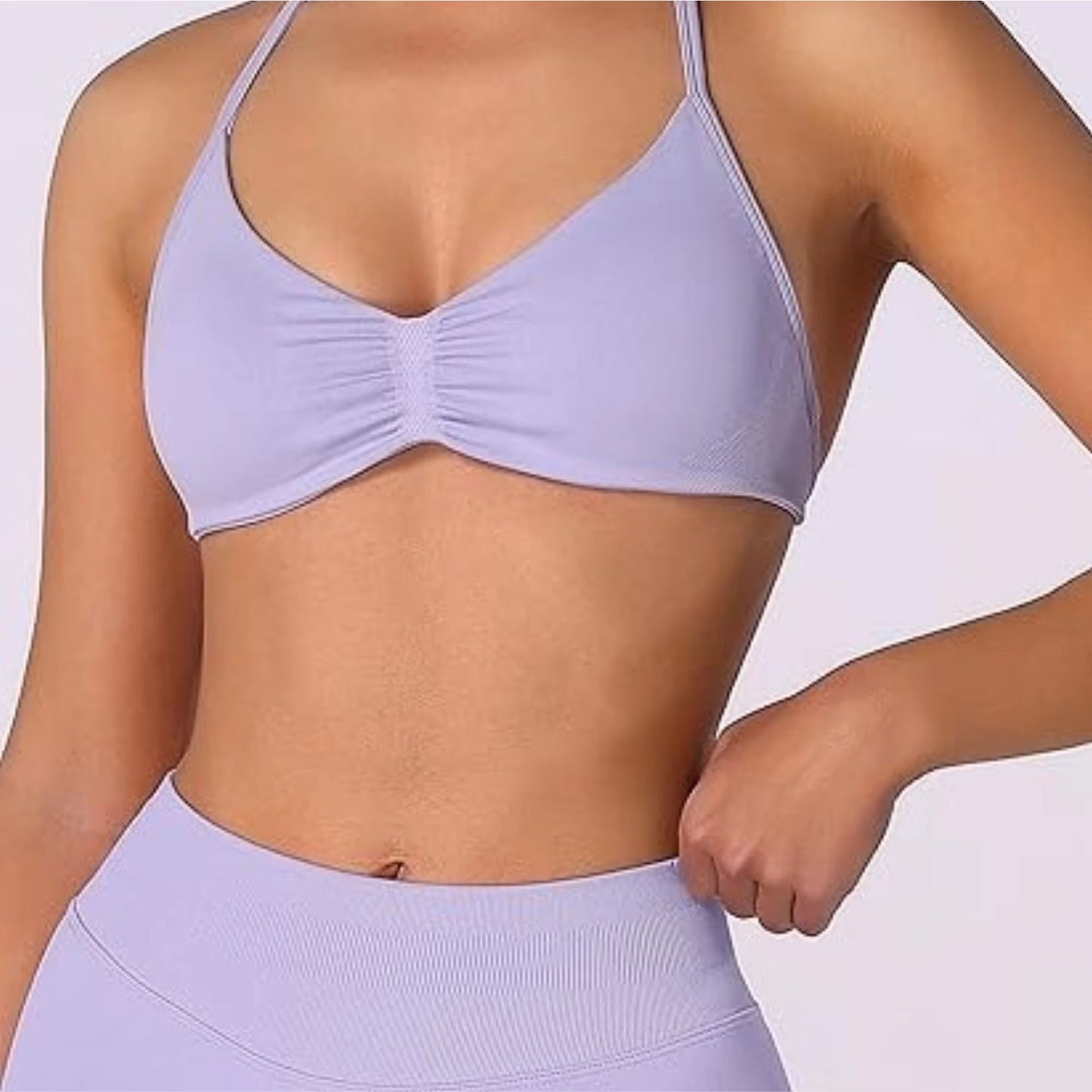 FlexEase Strappy Sports Bra  Seamless HighSupport Yoga Top With Thin Halter Straps For Women 10