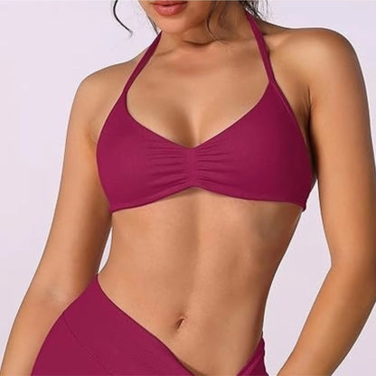 FlexEase Strappy Sports Bra  Seamless HighSupport Yoga Top With Thin Halter Straps For Women 6