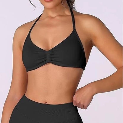 FlexEase Strappy Sports Bra  Seamless HighSupport Yoga Top With Thin Halter Straps For Women 7