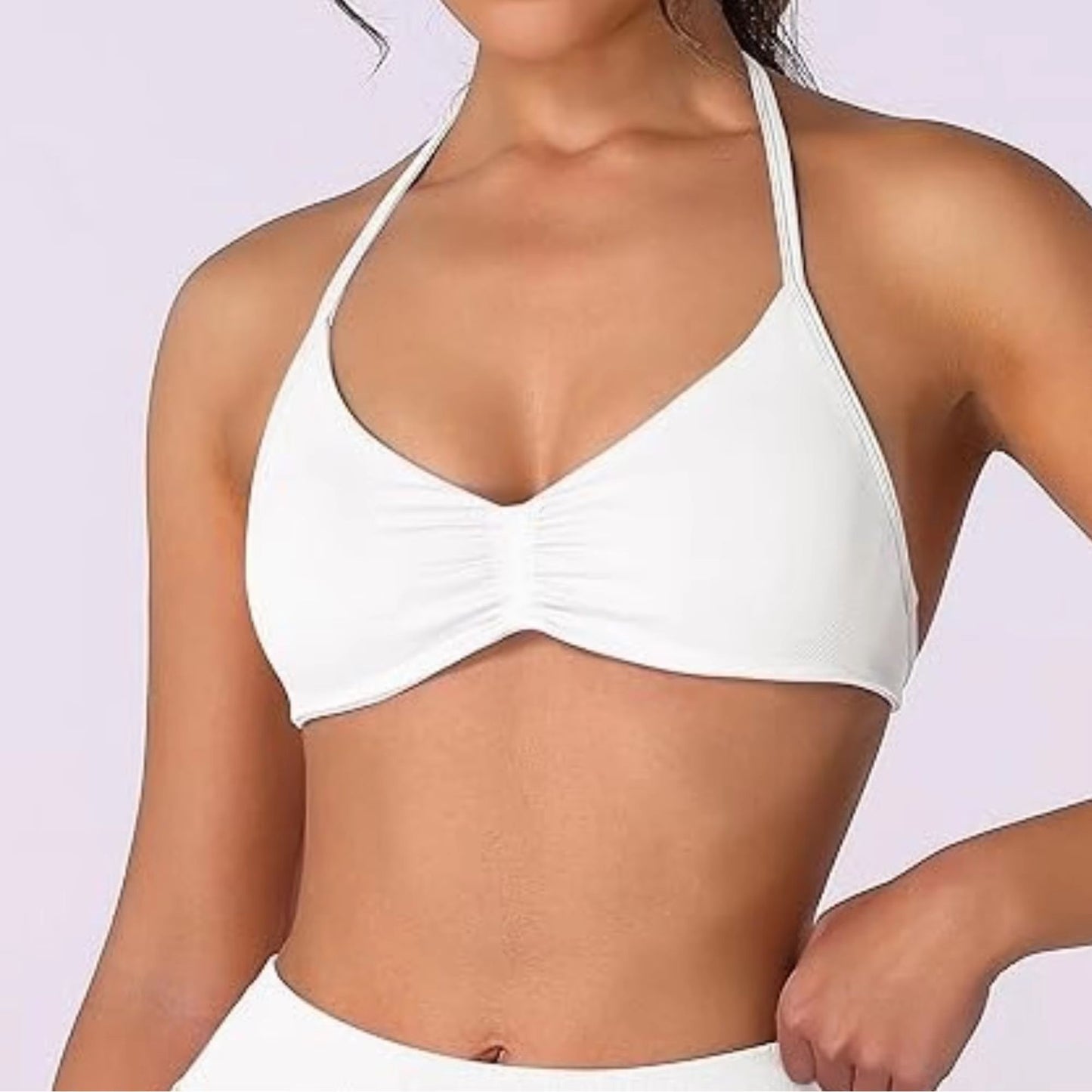 FlexEase Strappy Sports Bra  Seamless HighSupport Yoga Top With Thin Halter Straps For Women 8