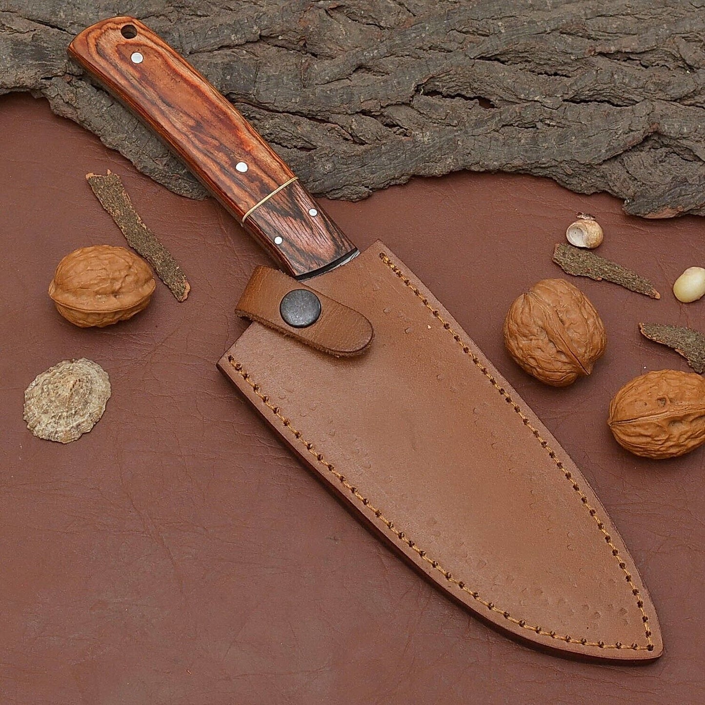 Authentic Damascus Steel Fillet Knife  Handmade Kitchen  Hunting Knife 3