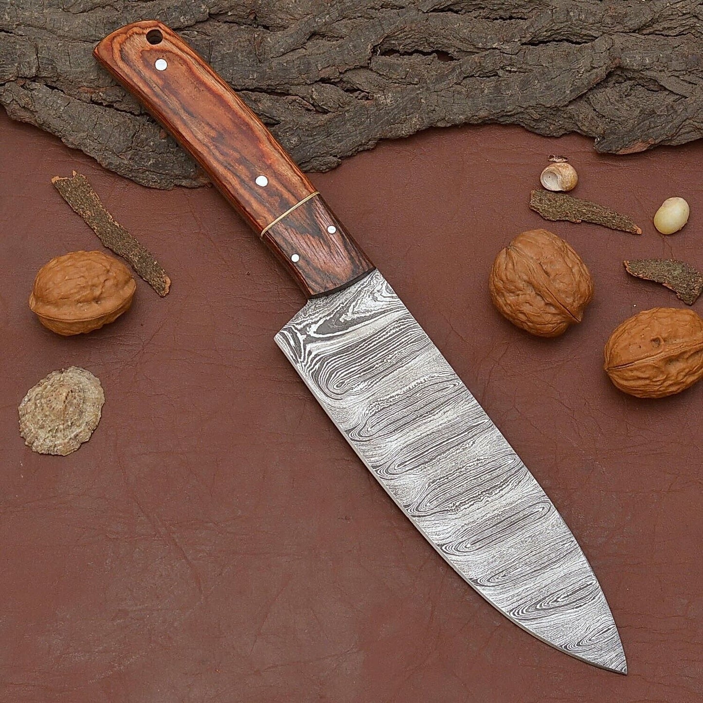 Authentic Damascus Steel Fillet Knife  Handmade Kitchen  Hunting Knife 1