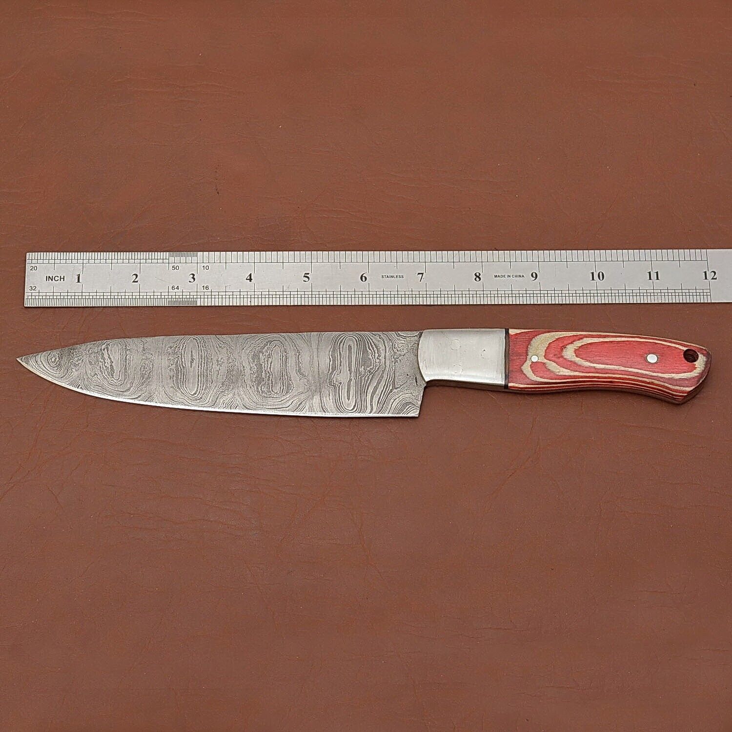 Luxury Handmade Damascus Steel Chef Fillet Knife  Wood Handle  Sheath Included 1