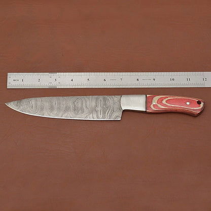 Luxury Handmade Damascus Steel Chef Fillet Knife  Wood Handle  Sheath Included 1