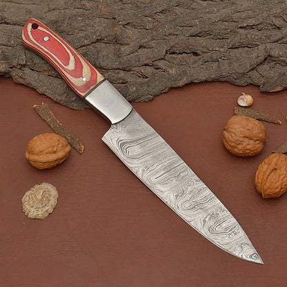 Luxury Handmade Damascus Steel Chef Fillet Knife  Wood Handle  Sheath Included 2