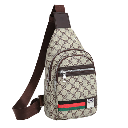 Casual Men's Crossbody Bag, Multifunction Shoulder Messenger Bag, Cloth Chest Handbag with Earphone Hole