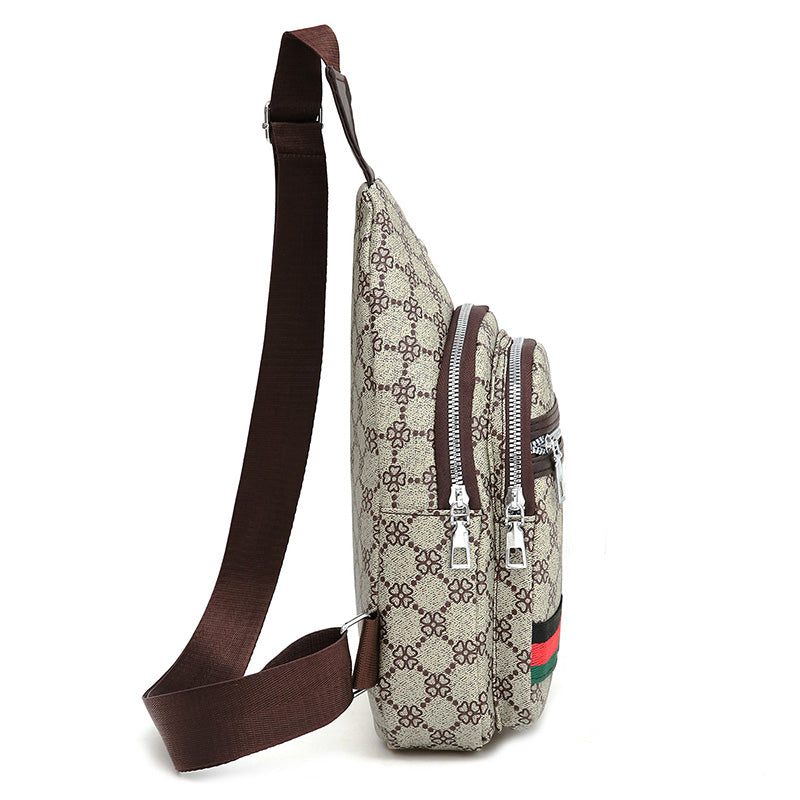 Casual Men's Crossbody Bag, Multifunction Shoulder Messenger Bag, Cloth Chest Handbag with Earphone Hole