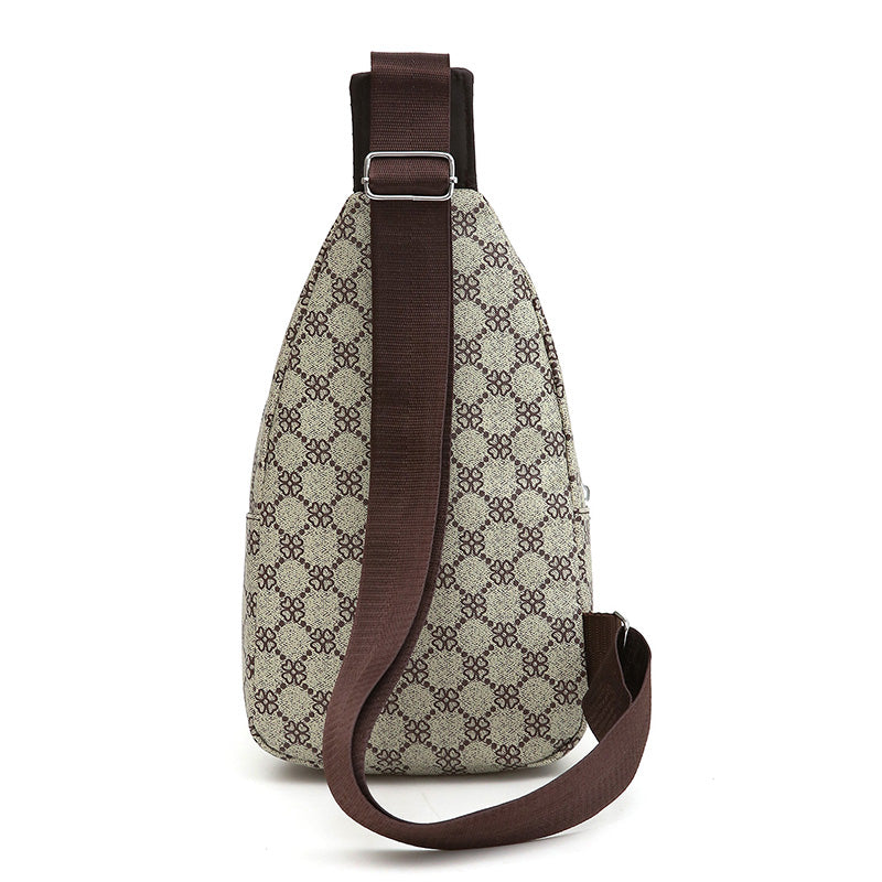 Casual Men's Crossbody Bag, Multifunction Shoulder Messenger Bag, Cloth Chest Handbag with Earphone Hole