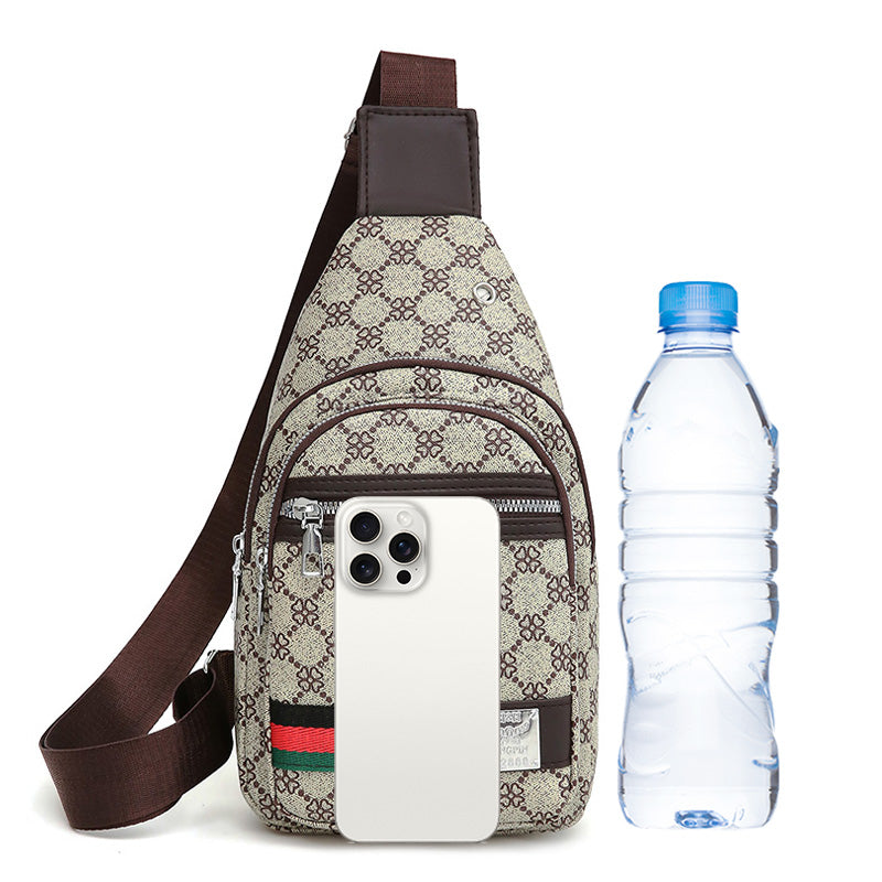 Casual Men's Crossbody Bag, Multifunction Shoulder Messenger Bag, Cloth Chest Handbag with Earphone Hole