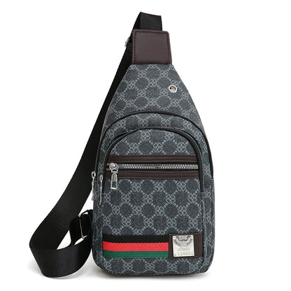 Casual Men's Crossbody Bag, Multifunction Shoulder Messenger Bag, Cloth Chest Handbag with Earphone Hole