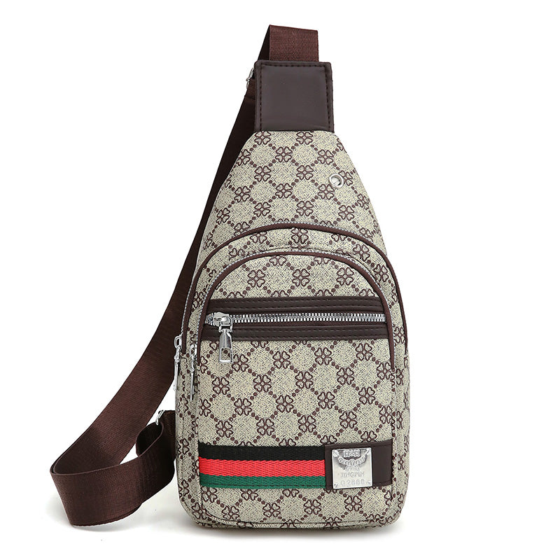 Casual Men's Crossbody Bag, Multifunction Shoulder Messenger Bag, Cloth Chest Handbag with Earphone Hole