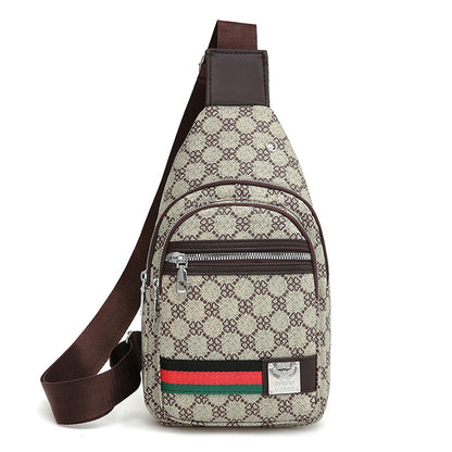 Casual Men's Crossbody Bag, Multifunction Shoulder Messenger Bag, Cloth Chest Handbag with Earphone Hole