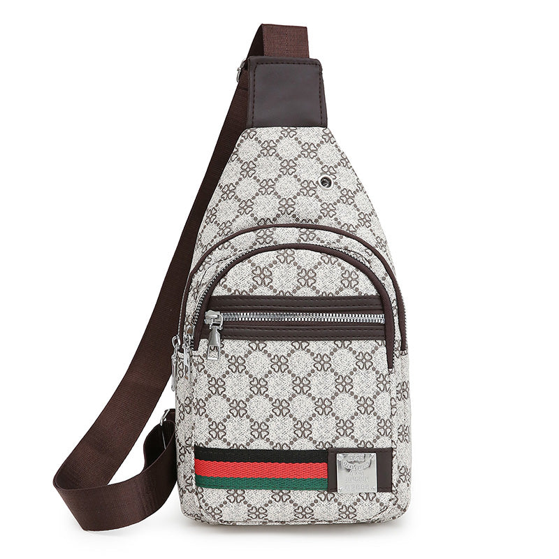 Casual Men's Crossbody Bag, Multifunction Shoulder Messenger Bag, Cloth Chest Handbag with Earphone Hole