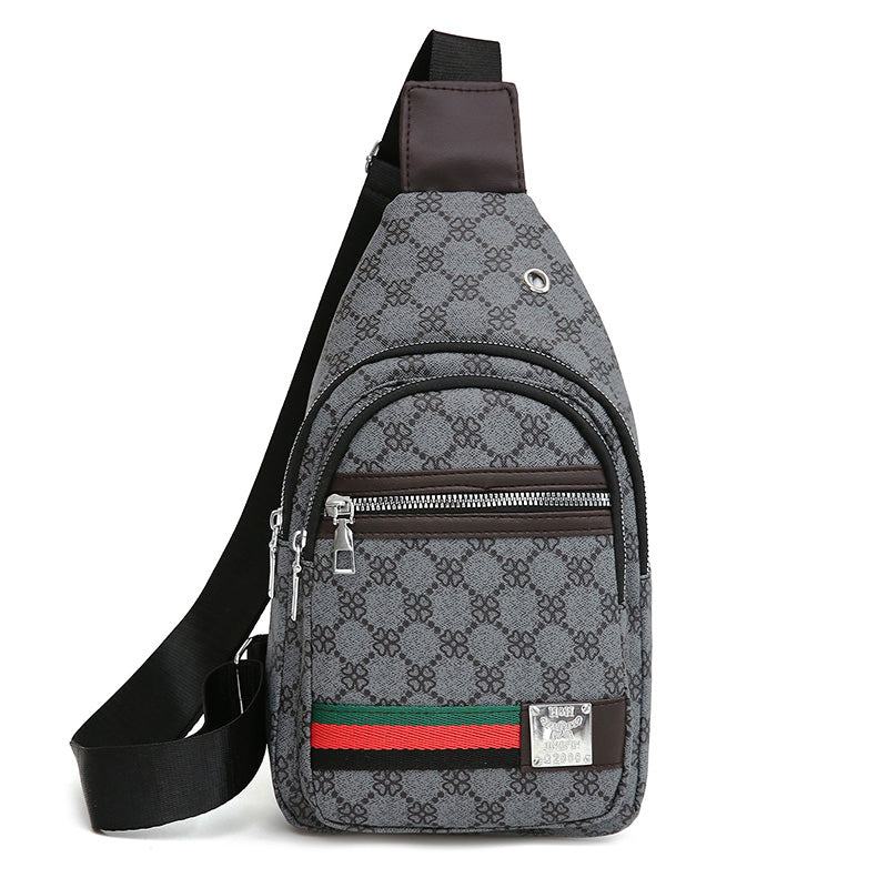 Casual Men's Crossbody Bag, Multifunction Shoulder Messenger Bag, Cloth Chest Handbag with Earphone Hole