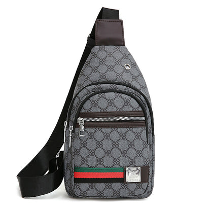 Casual Men's Crossbody Bag, Multifunction Shoulder Messenger Bag, Cloth Chest Handbag with Earphone Hole
