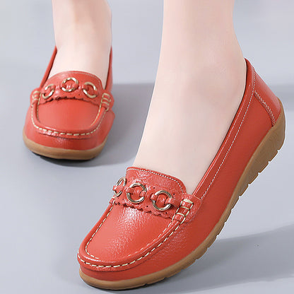 Leather Woman Shoes Soft Low Heels Flat Shoes For Women Casual Elegant Heel Flats Comfortable Femal 4