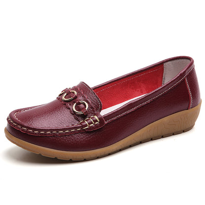Leather Woman Shoes Soft Low Heels Flat Shoes For Women Casual Elegant Heel Flats Comfortable Femal 9
