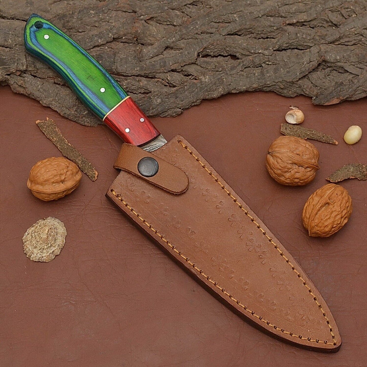 Master Chef Handmade Damascus Steel Fillet Knife  Elegant Pakka Wood Handle 3
