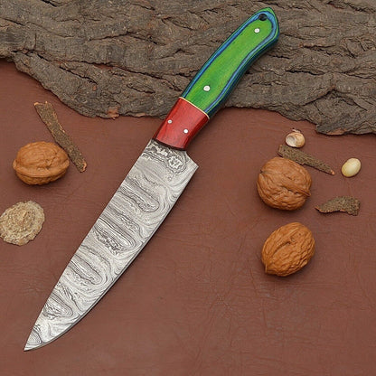 Master Chef Handmade Damascus Steel Fillet Knife – Elegant Pakka Wood Handle